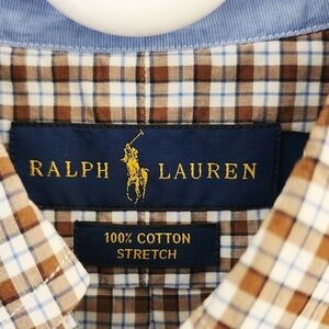 Ralph Lauren Men's Blue and Brown Plaid Shirt